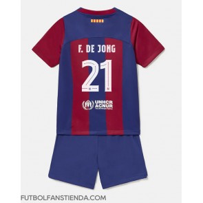 Barcelona Frenkie de Jong #21 Primera Equipación Niños 2023-24 Manga Corta (+ Pantalones cortos)